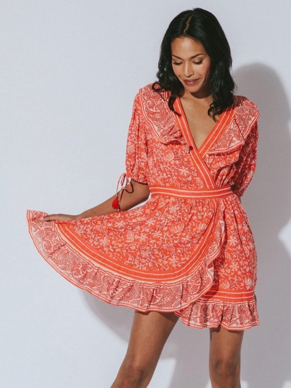 NWT Cleobella Blair Mini Dress Orange Floral Size Small